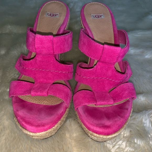 UGG Wedge Women UGG pink espadrille heeled sandals